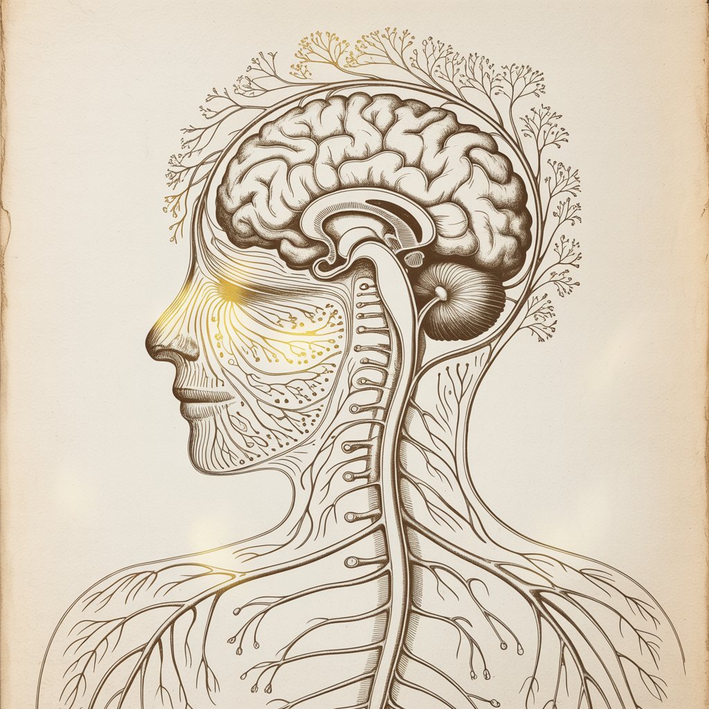 Delicate botanical nervous system illustration